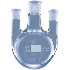 Ballons tricols à fond rond, cols latéraux parallèles en verre borosilicaté DURAN®