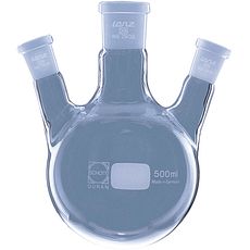 Ballons tricols à fond rond, cols latéraux coudés en verre borosilicaté DURAN®