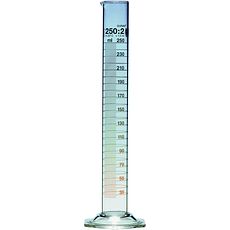 Eprouvettes classe A en verre borosilicaté 3.3 graduations bleues HIRSCHMANN®