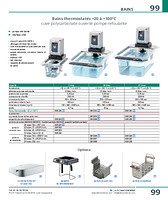 Bains thermostatés +20 à +100°C cuve polycarbonate ouverte pompe refoulante