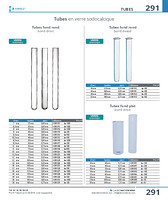 Tubes fond plat bord droit en verre sodocalcique
