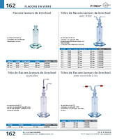 Têtes de flacons laveurs de Drechsel avec fritté