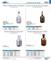 Flacons coniques en verre clair col rodé étroit