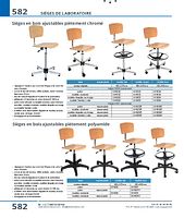Sièges en bois ajustables piètement chromé, sur roulettes, avec repose-pieds