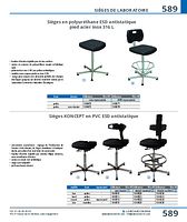 Sièges en polyuréthane ESD antistatique pied acier inox 316 L