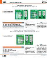 Stations lave-œil ouvertes avec flacons de solution de chlorure de sodium