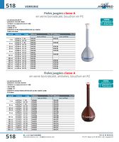 Fioles jaugées classe A en verre borosilicaté, ambrées, bouchon en PE