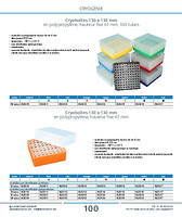 Cryoboîtes 130 x 130 mm en polypropylène, hauteur fixe 67 mm, identification numérique