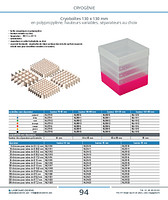 Cryoboîtes 130 x 130 mm en polypropylène, hauteurs variables, séparateurs au choix