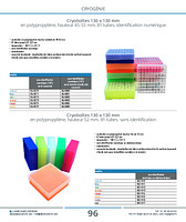 Cryoboîtes 130 x 130 mm en polypropylène, hauteur 45-53 mm, 81 tubes, identification numérique