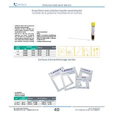 Ecouvillons avec solution liquide neutralisante contrôle de la présence microbienne en surface