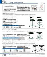 Sièges confort KONCEPT, assise en polyuréthane ESD antistatique, piètement en acier inox 316 L