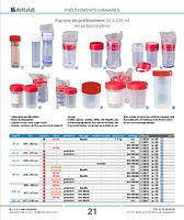 Flacons de prélèvement 30 à 200 ml en polypropylène