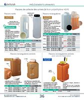 Flacons rectangulaires de collecte des urines 24 h en polyéthylène HDPE
