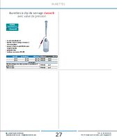 Burettes à clip de serrage classe B avec valve de pression