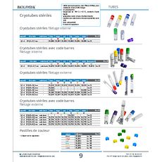 Cryotubes stériles avec code barres filetage externe