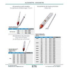 Alcoomètre petit modèle Température d'étalonnage 15,6°C