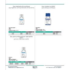 Eau pour préparations injectables (WFI) pH 5,0â€“7,0et sans DEPC