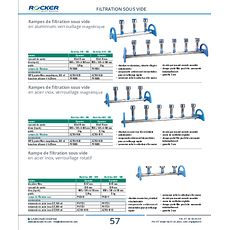 Rampes de filtration sous vide en acier inox, verrouillage magnétique