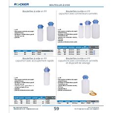 Bouteilles à vide en PP capuchons avec connecteurs cannelés et dispositif de vidange