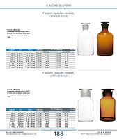 Flacons épaules rondes, col rodé étroit, en verre ambré