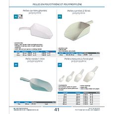 Pelles mesures à fond plat polypropylène