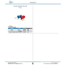 Clé de robinet d'arrêt PTFE