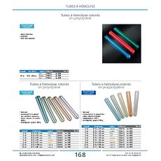 Tubes à hémolyse à fond rond colorés en polypropylène