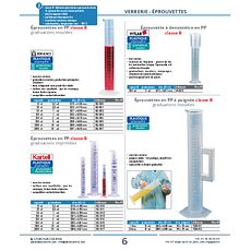 Eprouvettes en PP classe B graduations imprimées