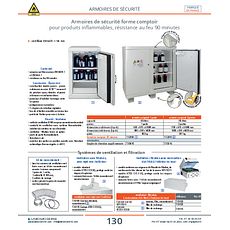 Armoires de sécurité forme comptoir pour produits inflammables, résistance au feu 90 min.