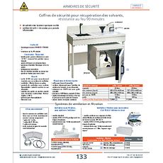 Coffres de sécurité pour récupération des solvants, résistance au feu 90 min