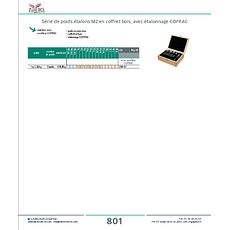 Série de poids étalons M2 en coffret bois, avec étalonnage COFRAC