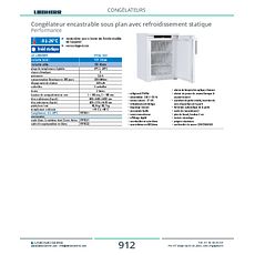 Congélateur encastrable sous plan avec refroidissement statique Performance