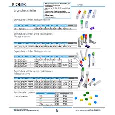 Cryotubes stériles filetage externe