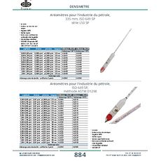 Aréomètres pour l'industrie du pétrole, 335 mm, ISO 649 SP série L50 SP