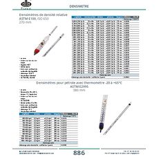 Densimètres pour pétrole avec thermomètre -20 à +65°C ASTM E2995 380 mm