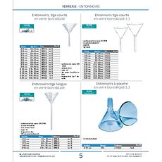 Entonnoirs, tige courte en verre borosilicaté