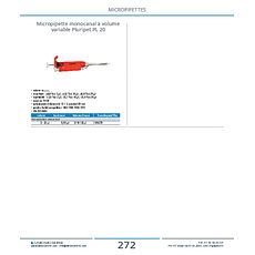 Micropipette monocanal à volume variable Pluripet PL 20 