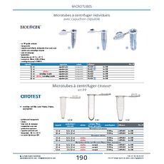 Microtubes à centrifuger individuels avec capuchon clipsable