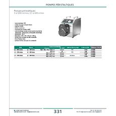 Pompe péristaltique 0 à 1200 ml/min, 0,1 à 600 RPM