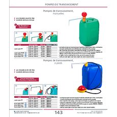 Pompes de transvasement, manuelles
