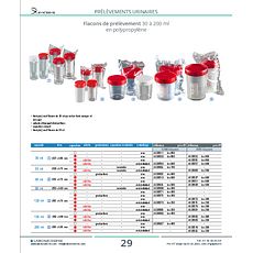 Flacons de prélèvement 30 à 200 ml en polypropylène
