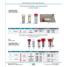 Pots pour coprologie avec spatule en polypropylène