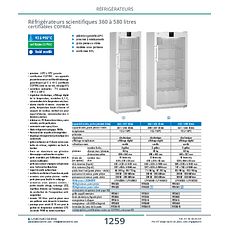 Réfrigérateurs scientifiques 140 à 580 litres certifiables COFRAC