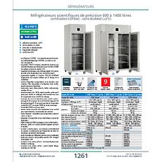 Réfrigérateurs scientifiques de précision 600 à 1400 litres certifiables COFRAC - série BioMed (±2°C)