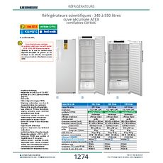 Réfrigérateurs scientifiques - 140 à 550 litres cuve sécurisée ATEX certifiables COFRAC