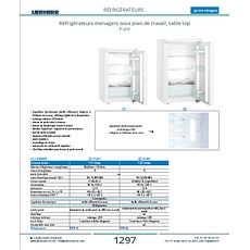 Réfrigérateurs ménagers sous plan de travail, table top Pure