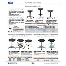 Tabourets médicaux Labor sur roulettes avec réglage en hauteur par déclenchement au pied