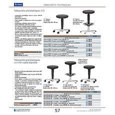 Tabourets antistatiques certifiés Salle blanche, sur roulettes