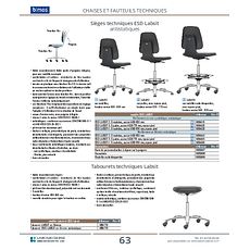 Siège ESD Labsit en cuir synthétique, sur patins, avec repose-pieds